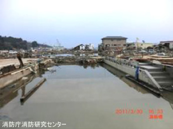 街区内に海水が入り込んでいる様子（2）